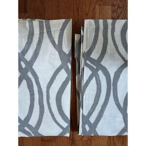 West Elm Set 2 Scribble Lattice Cotton Window Panel Curtain Feather Gray 48x84”